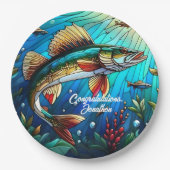 Schönes Walleye Pike am See Pappteller (Vorderseite)