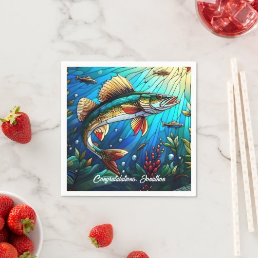 Schönes Walleye Pike am See Serviette (Beispiel)