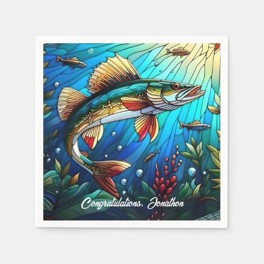 Schönes Walleye Pike am See Serviette (Vorderseite)