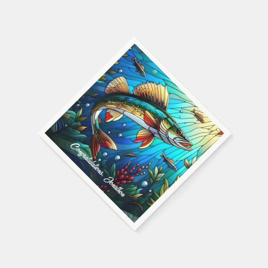 Schönes Walleye Pike am See Serviette (Ecke)