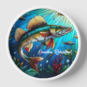 Schönes Walleye Pike am See Uhr (Vorderseite)