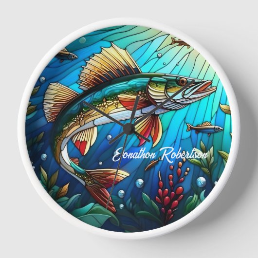 Schönes Walleye Pike am See Uhr (Vorderseite)