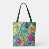 Schönes Wasserfarben-Blumenmuster Tasche (Rückseite)