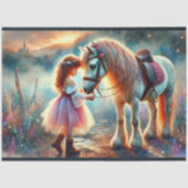 Schönes Wasserfarben-Pferd und Girl-Dekoupage Seidenpapier (Vorderseite)