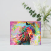 Schönes Wasserfarben-Rainbow-Pferd Postkarte (Stehend Vorderseite)