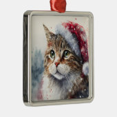SCHÖNES WASSERFARBENFARBIGES WINTERTABBY CAT-FELD ORNAMENT AUS METALL (Rechts)