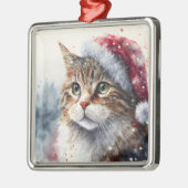 SCHÖNES WASSERFARBENFARBIGES WINTERTABBY CAT-FELD ORNAMENT AUS METALL (Links)