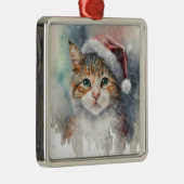 SCHÖNES WASSERFARBENFARBIGES WINTERTABBY CAT-FELD ORNAMENT AUS METALL (Rechts)