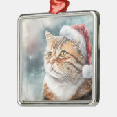 SCHÖNES WASSERFARBENFARBIGES WINTERTABBY CAT-FELD ORNAMENT AUS METALL (Links)