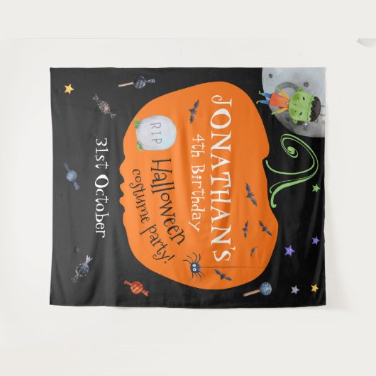 Schönes WasserfarbenHalloween Kids Foto Hintergrun Wandteppich (Vorderseite (Horizontal))