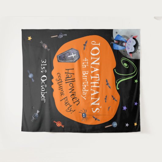 Schönes WasserfarbenHalloween Kids Foto Hintergrun Wandteppich (Vorderseite (Horizontal))