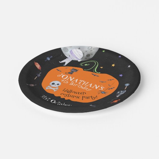 Schönes WasserfarbenHalloween Kids Kostüm Party Pappteller (Schrägansicht)