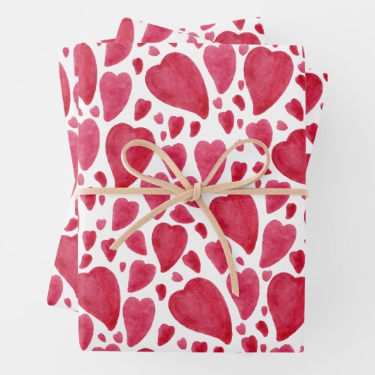Schönes Wasserfarbenherz Geschenkpapier Set (Beispiel)