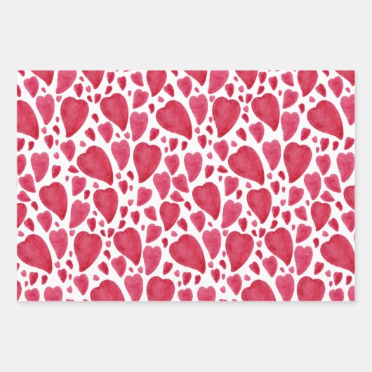 Schönes Wasserfarbenherz Geschenkpapier Set (Vorderseite)