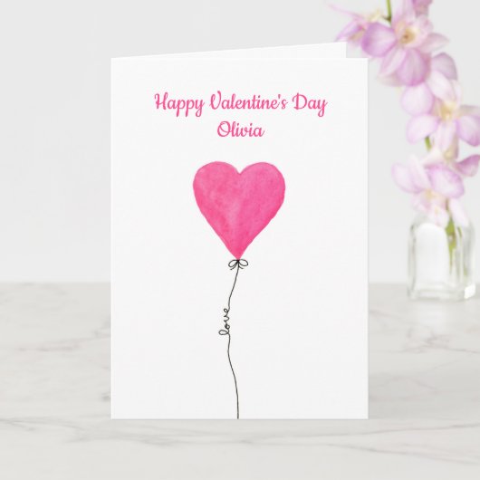 Schönes Wasserfarbenherz Valentinstag Karte (Orchidee)