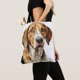 SCHÖNES WATERCOLOR AMERICAN FOXHOUND HUND TASCHE