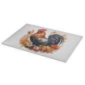 Schönes Watercolor Autumn Rooster Schneidebrett (Ecke)