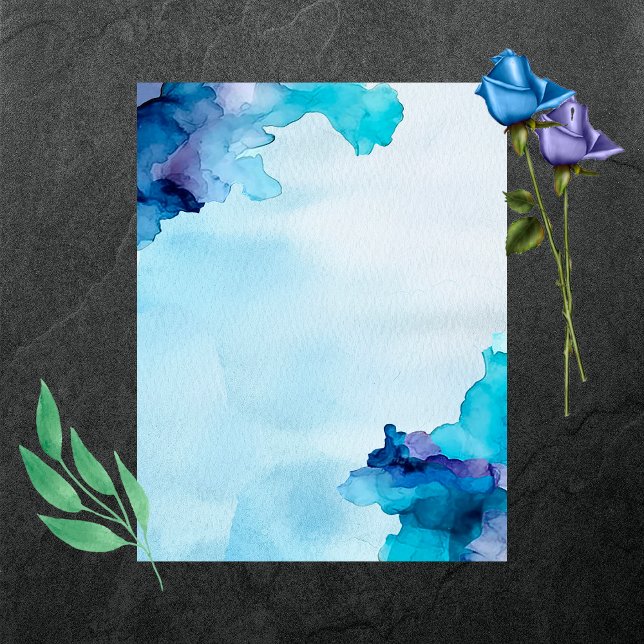 Schönes Watercolor Blue und Cyan Scrapbook Paper (Von Creator hochgeladen)