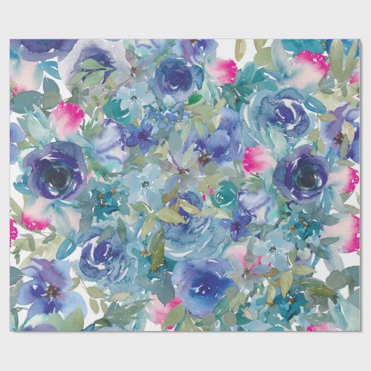 Schönes Watercolor Blume Wrapping Paper Geschenkpapier (Flach)