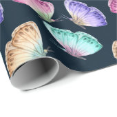 Schönes Watercolor Butterfly-Muster Geschenkpapier (Rolleneckpunkt)