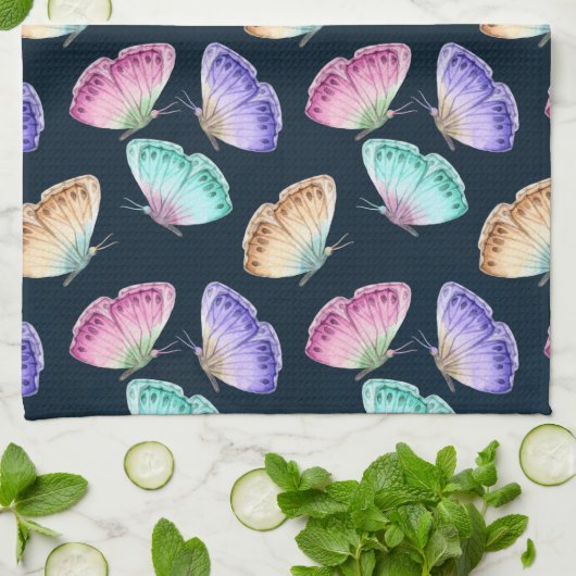 Schönes Watercolor Butterfly-Muster Geschirrtuch (Gefaltet)