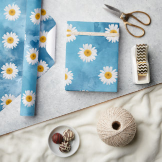 Schönes Watercolor Daisy Wrapping Paper Geschenkpapier