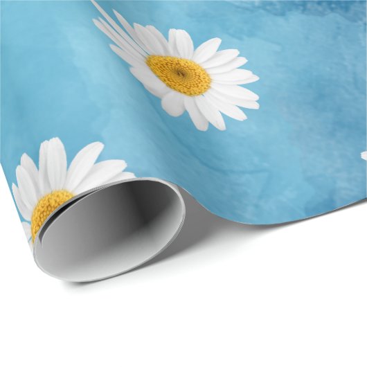 Schönes Watercolor Daisy Wrapping Paper Geschenkpapier (Rolleneckpunkt)