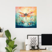 Schönes Watercolor Dragonfly Poster (Heimbüro)