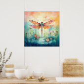 Schönes Watercolor Dragonfly Poster (Küche)