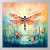 Schönes Watercolor Dragonfly Poster (Vorne)