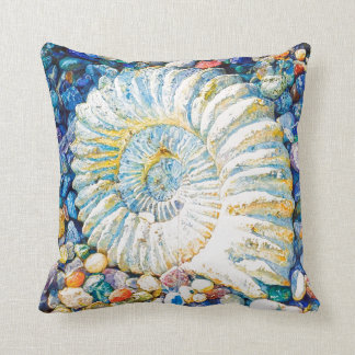 Schönes Watercolor Nautilus-Muschel Throwkissen Kissen