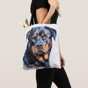 SCHÖNES WATERCOLOR ROTTWEILER PUPPENHUND TASCHE