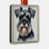 SCHÖNES WATERCOLOR SCHANUZER PUPPER HUND ORNAMENT AUS METALL (Rechts)