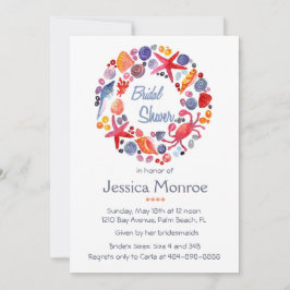 Schönes Watercolor Sea Wreath Beach Brautparty Einladung