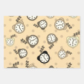 Schönes Wecker blaues, beigefarbenes Party Geschenkpapier Set (Vorderseite 3)