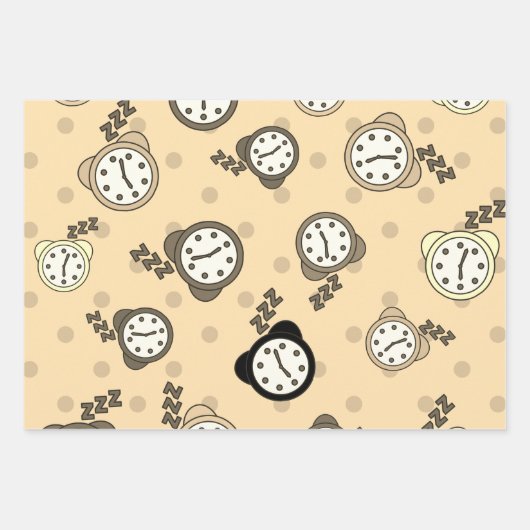 Schönes Wecker blaues, beigefarbenes Party Geschenkpapier Set (Vorderseite 3)