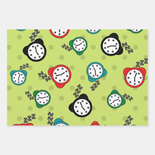 Schönes Wecker blaues, beigefarbenes Party Geschenkpapier Set (Vorderseite 2)