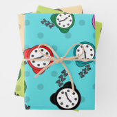 Schönes Wecker blaues, beigefarbenes Party Geschenkpapier Set (Beispiel)