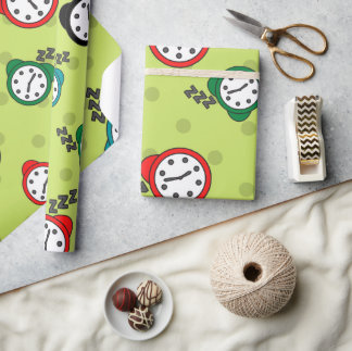 Schönes Wecker-grünes blaues Wrapping Paper Geschenkpapier