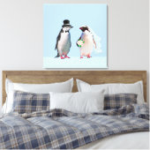 Schönes Wedding Pinguin Couple auf Light Blue Leinwanddruck (Insitu (Schlafzimmer))