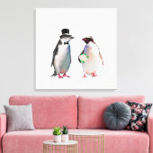 Schönes Wedding Pinguin Couple auf Weiß Leinwanddruck (Insitu (Wohnzimmer))