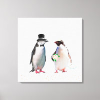 Schönes Wedding Pinguin Couple auf Weiß