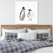 Schönes Wedding Pinguin Couple auf Weiß Leinwanddruck (Insitu (Schlafzimmer))