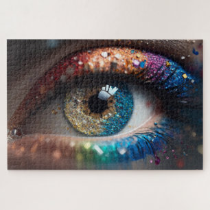 schönes weibliches Auge mit Make-up Puzzle