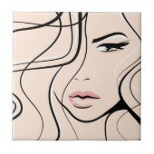 Schönes weibliches Gesicht Fliese (Vorderseite)