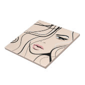 Schönes weibliches Gesicht Fliese (Seite)