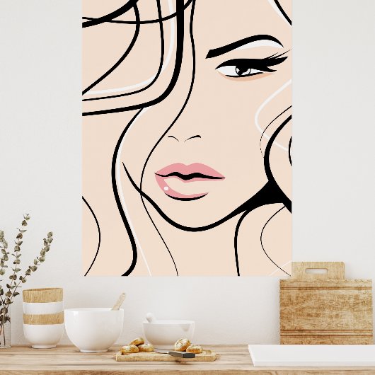 Schönes weibliches Gesicht Poster (Küche)