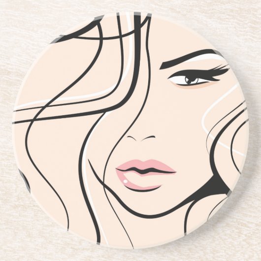 Schönes weibliches Gesicht Untersetzer (Vorne)