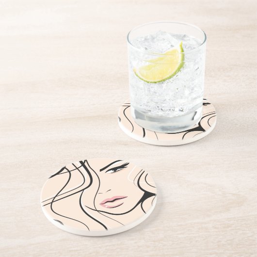 Schönes weibliches Gesicht Untersetzer (Seite)