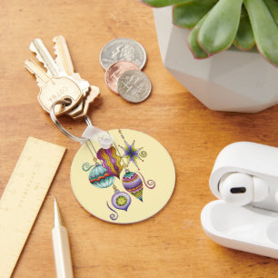 Schönes Weihnachten, Elegante und Fancy Glas-Ornam Schlüsselanhänger